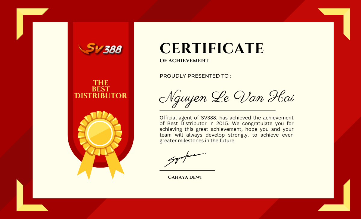 Đạt thành tích Đại lý SV388 có dịch vụ xuất sắc nhất 3 năm liên tiếp